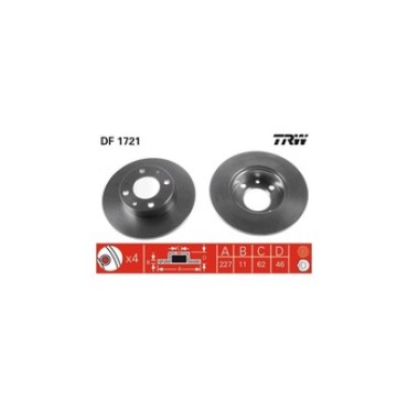 M131 Uno Panda Ibiza Ön Fren Diski TRW DF1721 OEM: 16500253, 4139010, 4208311, 4385812