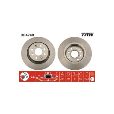 Grande Punto 05-12 / Lınea 07 / Corsa E 14 Arka Fren Diski TRW DF4740 OEM: 569097, 93167282