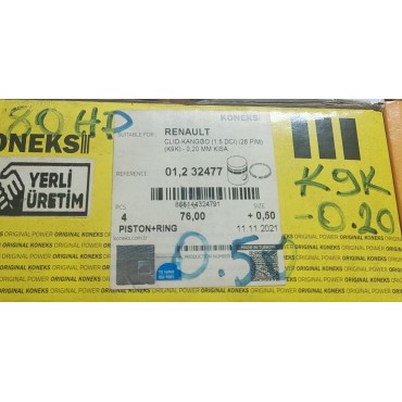 K9K Clıo Kangoo 1.5DCI 0.20mm kısa 80HP PİSTON SEGMAN TAKIMI  Koneks 32477 