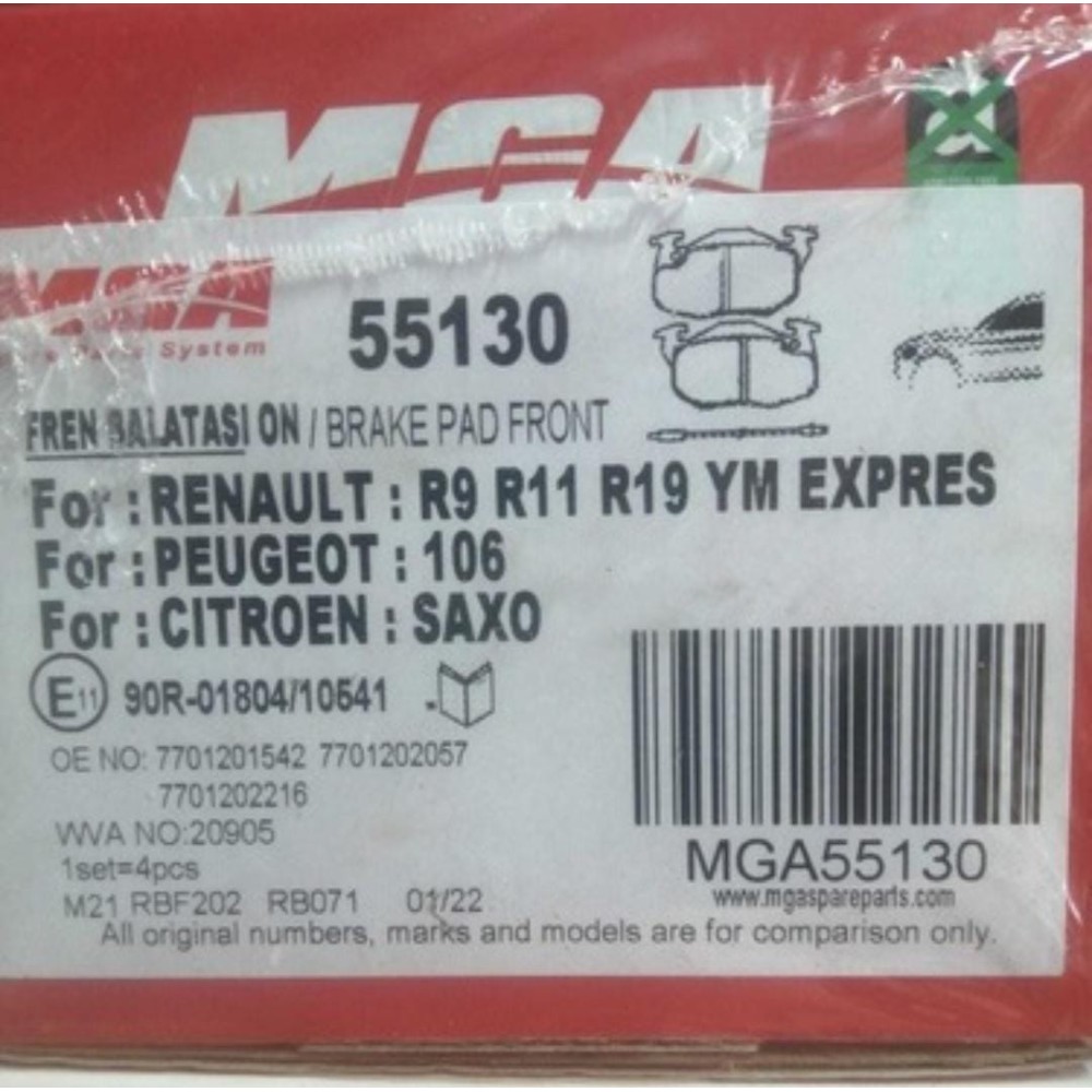 R9 R11 R19 Yeni Model Exspress Peugeot 106 Cıtreon Saxo FREN BALATA ÖN MGA 55130 OEM: 7711130034