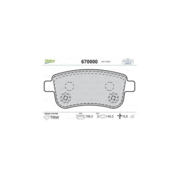 Megane 4/Megane 3/Scenic 3/Fluence FREN BALATASI ARKA Valeo 670000 OEM: 440604694R