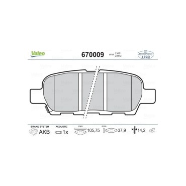 Qashqaı Koleos FREN BALATASI ARKA Valeo 670009 OEM: 440608H385