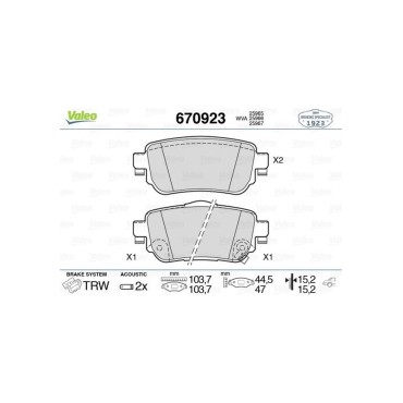  Qashqaı 2013-sonrası Renault Kadjar 2015-sonrası FREN BALATASI ARKA Valeo 670923 OEM: 440605889R