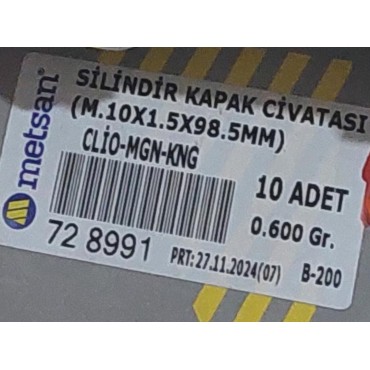 Clıo Kangoo Megane Logan R19 enj K7M SİLİNDİR KAPAK CİVATASI  Metsan B-200